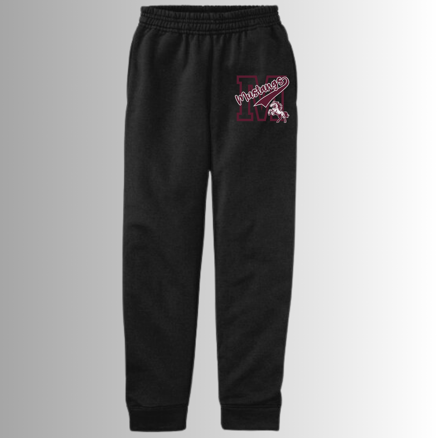 Black Sweatpants w/ Maroon Mustangs