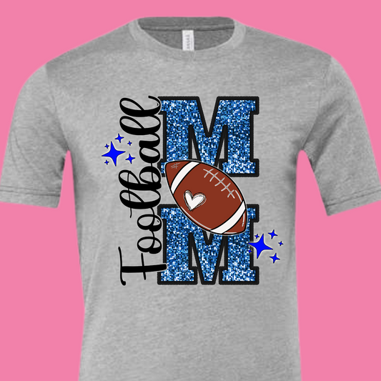 Blue Football Mom Tee