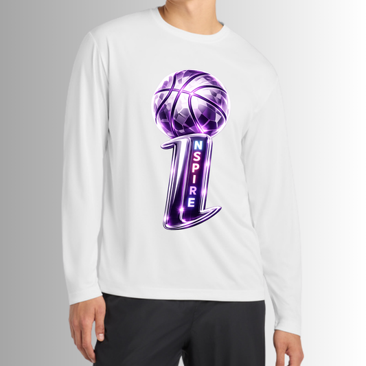 Purple Inspire Basketball LS Shirt White