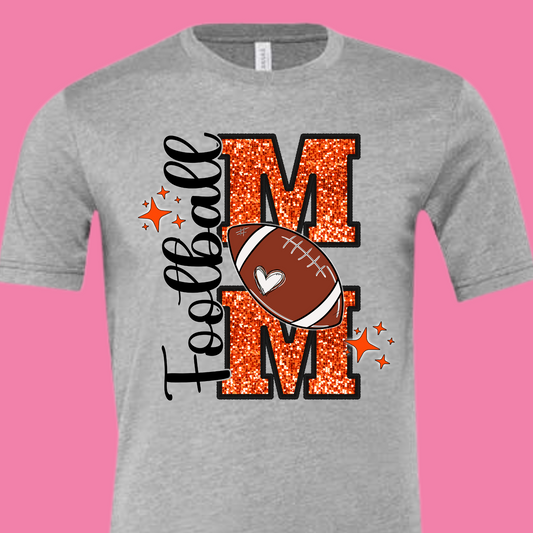 Orange Football Mom Tee